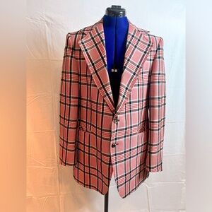 Vintage red tartan suit coat